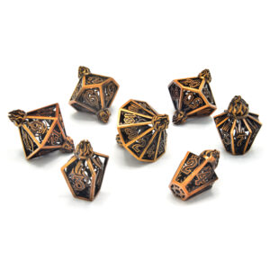 Elixerium Brass Hollow Metal RPG Dice Set