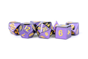 Purple with Gold Numbers 16mm Polyhedral Dice Set